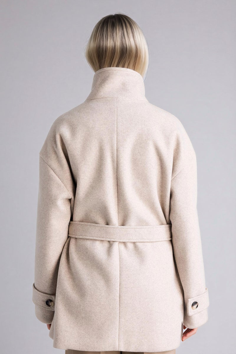 ديفاكتو جاكيت جوخ قصة عادية بحزام بياقة قميص - Image 5